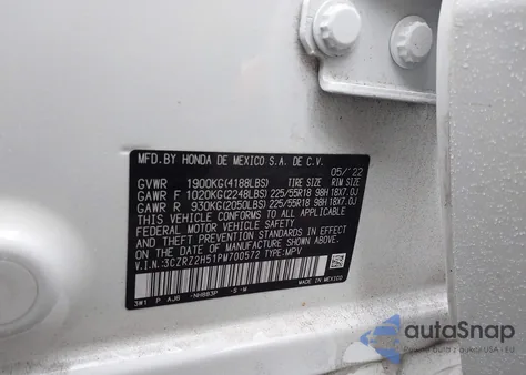 2023 Honda Hr-V Awd Sport z USA, uszkodzony, nr VIN 3CZRZ2H51PM700572